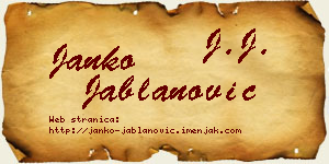 Janko Jablanović vizit kartica